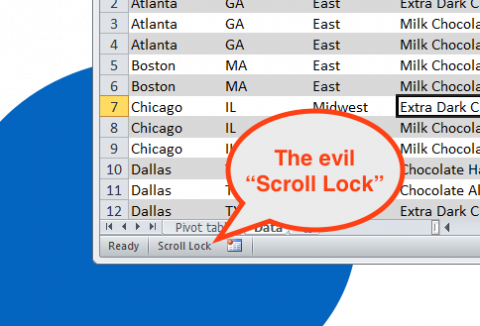 Как отключить scroll lock в excel